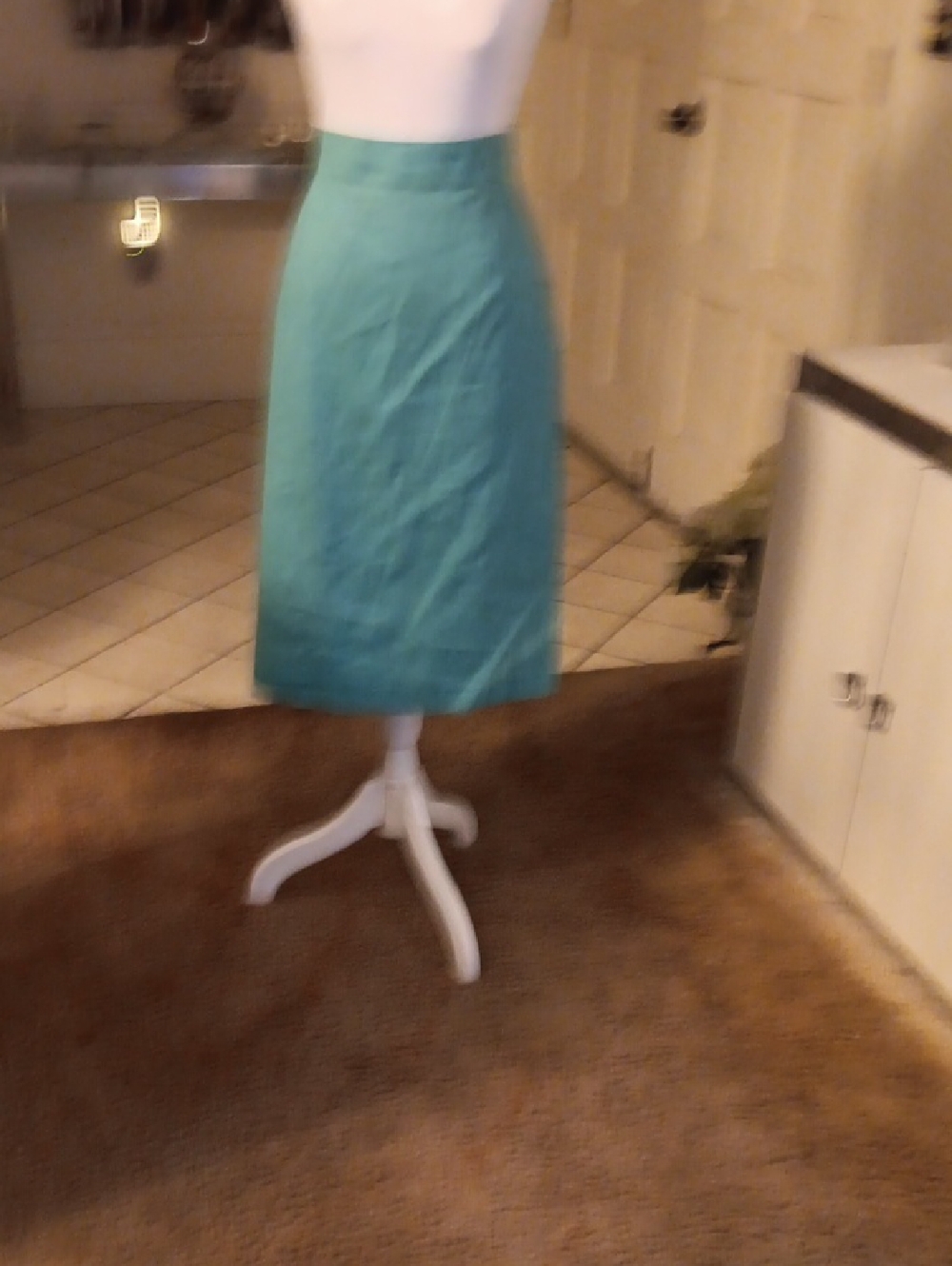 Oleg Cassini Teal Midi A-Line Skirt lined